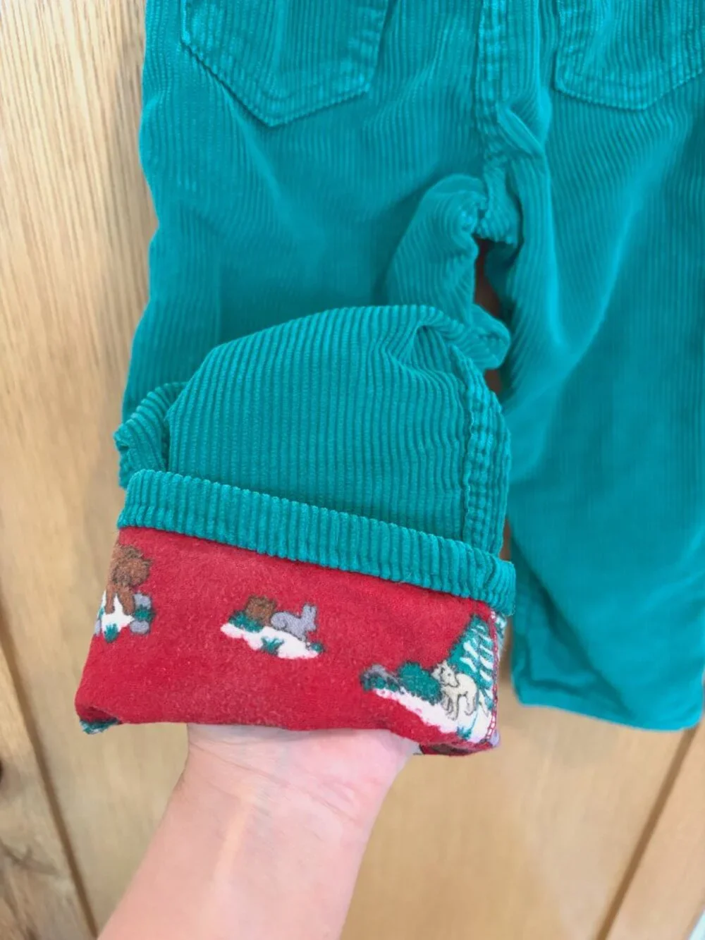 Vintage OshKosh B'gosh Green Corduroy Toddler Pants with Flannel Lining USA Made